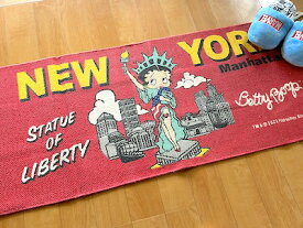 ベティちゃん グッズ アメリカン雑貨 Betty Boop コットンキッチンマット NEW YORK RED ラグ カーペット 玄関マット 店舗 ガレージ ディスプレイ