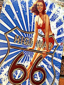 ROUTE66 ObY AJG uLŔ PIN-UP BLUE |X^[ A[g A4TCY ^TC Ǐ pu o[ X K[W fBXvC