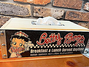 xeB  ObY AJG WOODEN TISSUE BOX Betty Boop DINER eBbV{bNX eBbVP[X ؔ H v^[  [ K[W