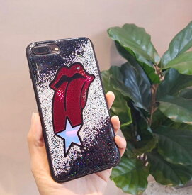 送料込み おしゃれスマホケース Mikiwuu ミキウー Rockin’ Star iPhone 6/6SPlus, 7Plus, 8Plus 携帯ケース スマホケース モバイルケース キラキラ グリッター 個性的 人気 唇 ローリングストーンズ