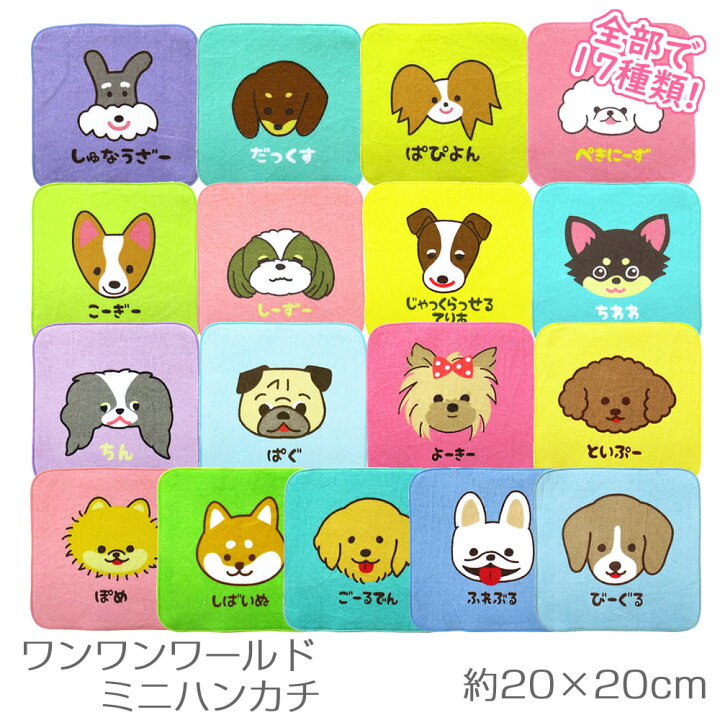 楽天市場】ワンワンワールド ミニハンカチ 約20×20cm ふわふわ 柔らか 