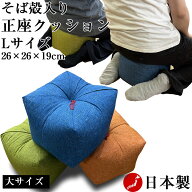 正座クッション Lサイズ そば殻入り 大【横約26cmx奥行約26cmx高さ約19cm】背筋が伸びて姿勢が整う 正座…