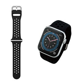 【ポイント20倍】エレコム Apple Watch アップルウォッチ 41mm 40mm 38mm バンド シリコン 軽量 スポーツ 通気穴付 ブラック AW-40BDSCNBK