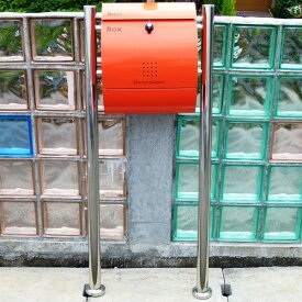 【クーポン配布中】【送料無料】郵便ポスト 郵便受け 錆びにくい メールボックス スタンドタイプ オレンジ色 ステンレスポスト(orange)