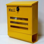 【クーポン配布中】【送料無料】郵便ポスト 郵便受け 錆びにくい 大型メールボックス壁掛けイエロー黄色プレミアムステンレスポスト(yellow) pm144