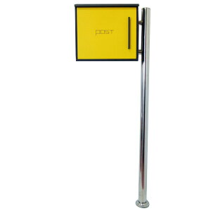 【ポイント20倍】【送料無料】郵便ポスト郵便受けおしゃれかわいい人気北欧モダンデザインメールボックス片足スタンド型マグネット付きイエロー黄色ポスト(yellow)(black) pm281s-pm205s