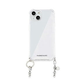 【ポイント20倍】PHONECKLACE チェーンショルダーストラップ付きクリアケース for iPhone 14 Plus シルバー 背面カバー型 PN23892i14MSV