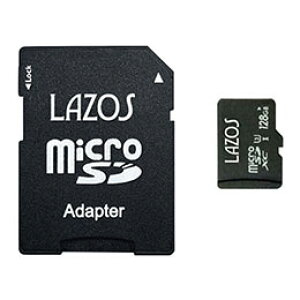y|Cg20{zy20Zbgz Lazos microSDXC[J[h 128GB UHS-I U3 CLASS10 pbP[W L-B128MSD10-U3X20
