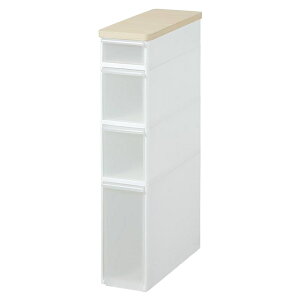 【ポイント20倍】吉川国工業所 収納ストッカー 耐熱木天板ストッカースリム 4段 (コロ付き) ホワイト TS-121WT