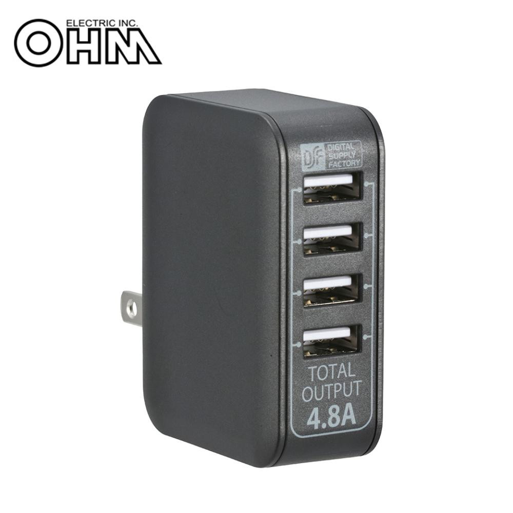 数量限定アウトレット最安価格OHM ACアダプター USB電源タップ 4ポート ブラック MAV-AU48-K