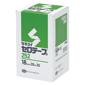 【マラソンでP最大49倍】（まとめ） セロハンテープ セキスイ セキスイセロテープ［R］　No．252　箱入り 透明 C10BX03 4901860105620 ●寸法：幅18mm×長35m 1箱【×10セット】