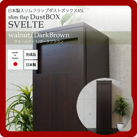 【ポイント20倍】日本製スリムフラップダストボックス45L★SVELTE(スヴェルト)：ウォールナット/ダークブラウン 【代引不可】