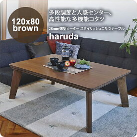 【マラソンでポイント最大46倍】ブラウン 120x80 28mm薄型ヒーター スタイリッシュこたつテーブル★haruda(ハルダ) 送料無料 ブラウン(brown) (ナチュラル) 【代引不可】