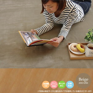 【クーポン配布中】ベージュ(beige) 200×250 ★ ラグ カーペット 3畳 洗える 抗菌 防臭 無地 ホットカーペット対応 送料無料 【代引不可】
