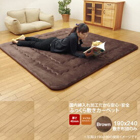 【ポイント20倍】ブラウン(brown) 190×240 敷き布団のみ★ 国産固綿40mm使用 マイクロファイバー生地 ふっくら敷 送料無料 日本製 【代引不可】