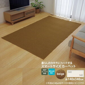 【ポイント20倍】ベージュ(beige) :140×340cm ★ラグ カーペット 3畳 裏:すべりにくい加工 (ホットカーペット対応) 【代引不可】