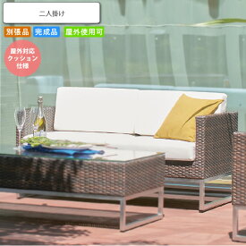 【クーポン配布中】ソファ 屋外対応クッション仕様 ラブソファ 二人掛け 2P バエルタ 肘付き 業務用家具シリーズ GARDEN(ガーデン) 送料無料 店舗 施設 コントラクト