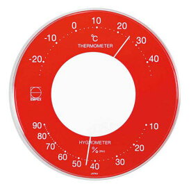 【ポイント20倍】EMPEX 温度・湿度計 セレナカラー 丸型 置き掛け兼用 LV-4355 レッド