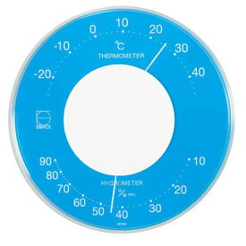 【ポイント20倍】EMPEX 温度・湿度計 セレナカラー 丸型 置き掛け兼用 LV-4356 ブルー