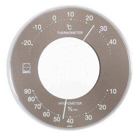 【ポイント20倍】EMPEX 温度・湿度計 セレナカラー 丸型 置き掛け兼用 LV-4357 グレー