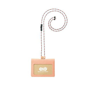 【クーポン配布中】(まとめ) TANOSEE合皮製ネームカードホルダー 2つ折りタイプ ピンク 1個 【×2セット】