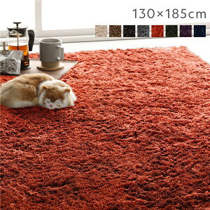 【ポイント20倍】ラグ マット 絨毯 約130×185cm 約1.5畳 オレンジ 長方形 洗える 滑り止め付 軽量 ホットカーペット可 通年使用可 折りたたみ可【代引不可】