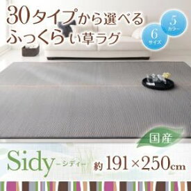 【マラソンでポイント最大47倍】ラグマット 191×250cm【Sidy】グレー 30タイプから選べる国産ふっくらい草ラグ【Sidy】シディ【代引不可】