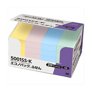 �y�|�C���g20�{�z3M Post-it �|�X�g�C�b�g �G�R�m�p�b�N���S���t� �p�X�e���J���[4�F 3M-5001SS-K