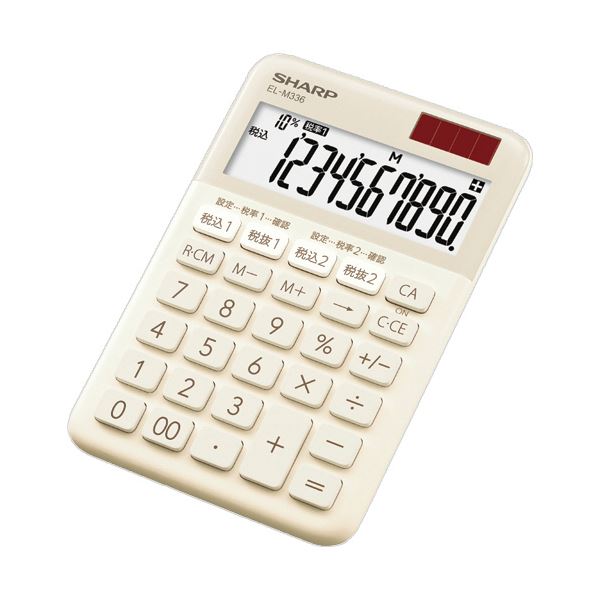シャープ カラー・デザイン電卓 10桁ミニナイスサイズ ベージュ系 EL-M336-CX 1台