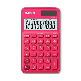 【ポイント20倍】（まとめ）カシオ カラフル電卓 10桁 手帳タイプ ビビッドピンク SL-300C-RD-N 1台【×2セット】