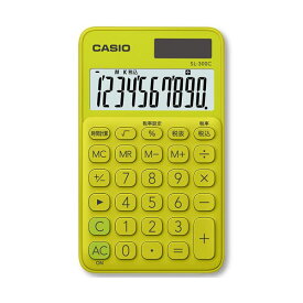 【ポイント20倍】（まとめ）カシオ カラフル電卓 10桁 手帳タイプ ライムグリーン SL-300C-YG-N 1台【×2セット】