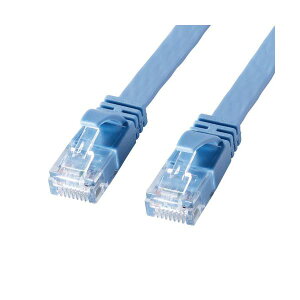 【クーポン配布中】サンワサプライ カテゴリ6AフラットLANケーブル 20m ブルー KB-FL6AL-20BL