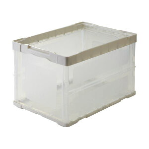 【クーポン配布中】(まとめ) TANOSEE折りたたみコンテナ 軽量タイプ フタなし 50L ホワイト/透明 1台 【×3セット】