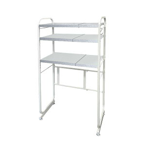 【クーポン配布中】キッチン収納 約幅550〜900mm 2段 グランホワイト 日本製 ガルバリウム鋼板 伸縮仕様 キッチンペールラック LUGSJAPAN 組立品