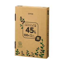 【ポイント20倍】（まとめ）TANOSEE リサイクルポリ袋 黒45L BOXタイプ 1箱(100枚)【×10セット】