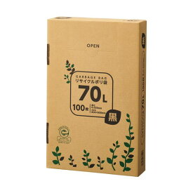 【ポイント20倍】（まとめ）TANOSEE リサイクルポリ袋 黒70L BOXタイプ 1箱(100枚)【×10セット】