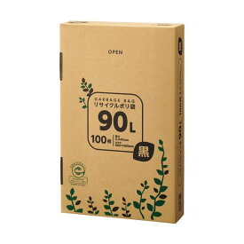 【ポイント20倍】（まとめ）TANOSEE リサイクルポリ袋 黒90L BOXタイプ 1箱(100枚)【×10セット】