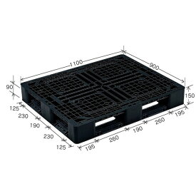 【クーポン配布中】プラスチックパレット/物流資材 【1100×900mm 片面使用/ブラック】 J-D4・1109 岐阜プラスチック工業【代引不可】