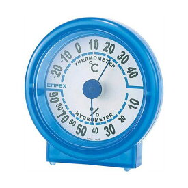 【ポイント20倍】(まとめ)EMPEX 温度・湿度計 シュクレ温度・湿度計 TM-5526 クリアブルー【×5セット】