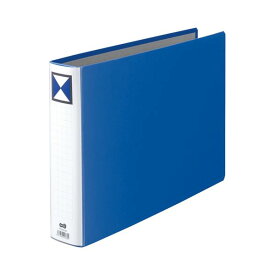 【ポイント20倍】(まとめ) TANOSEE 両開きパイプ式ファイル B4ヨコ 500枚収容 背幅66mm 青 1冊 【×10セット】