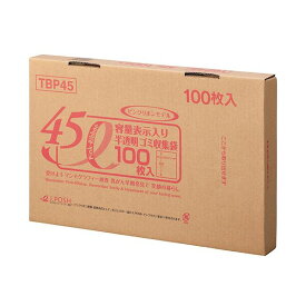 【ポイント20倍】（まとめ）ジャパックス 容量表示入りゴミ袋ピンクリボンモデル 乳白半透明 45L BOXタイプ TBP45 1箱（100枚）【×5セット】