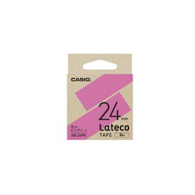 【マラソンでポイント最大46倍】(まとめ) カシオ計算機 ラテコ専用テープ 24mm ピンクに黒文字 XB-24PK 【×10セット】