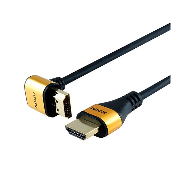 (まとめ) ホーリック HDMIケーブル L型270度 1m ゴールド HL10-568GD 