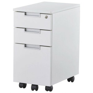 【クーポン配布中】スチール脚デスク スリムワゴン ホワイト【お客様組立品】【代引不可】