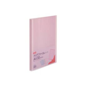 【クーポン配布中】(まとめ) TANOSEE クリアファイル A4タテ30ポケット 背幅17mm ピンク 1セット(10冊) 【×10セット】