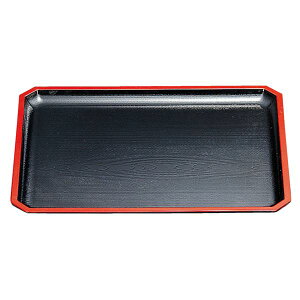 【クーポン配布中】尺6 隅切木目盆/トレー 【黒天朱SL】 481×371×21mm 日本製 〔和食 レストラン 居酒屋 店舗 お店〕【代引不可】