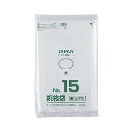 【ポイント20倍】クラフトマン 規格袋 15号ヨコ300×タテ450×厚み0.03mm HKT-T015 1セット（1000枚：100枚×10パック）