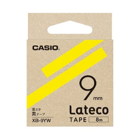 【ポイント20倍】（まとめ）カシオ計算機 ラテコ専用テープXB-9YW 黄に黒文字（×10セット）