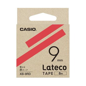 【ポイント20倍】（まとめ）カシオ計算機 ラテコ専用テープXB-9RD 赤に黒文字（×10セット）