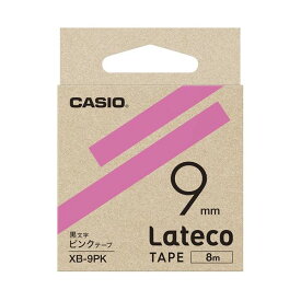 【マラソンでポイント最大46倍】（まとめ）カシオ計算機 ラテコ専用テープXB-9PK ピンクに黒文字（×10セット）